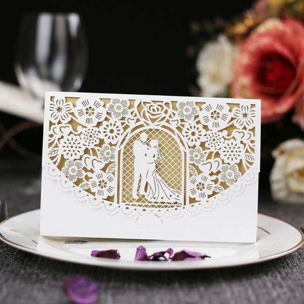 

20pcs invitation cards delicate carved floral bride groom pattern invitation cards for wedding birthday anniversary engagement