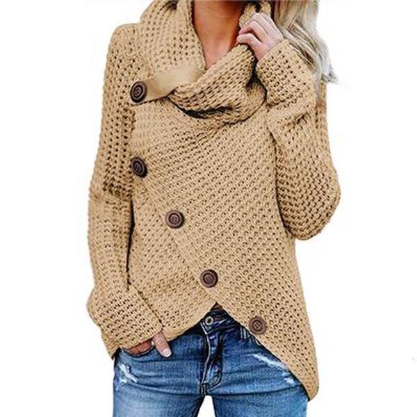 

long-sleeved sweater five-button high-necked pullover solid color women's autumn and winter casual loose drop shipping, White;black
