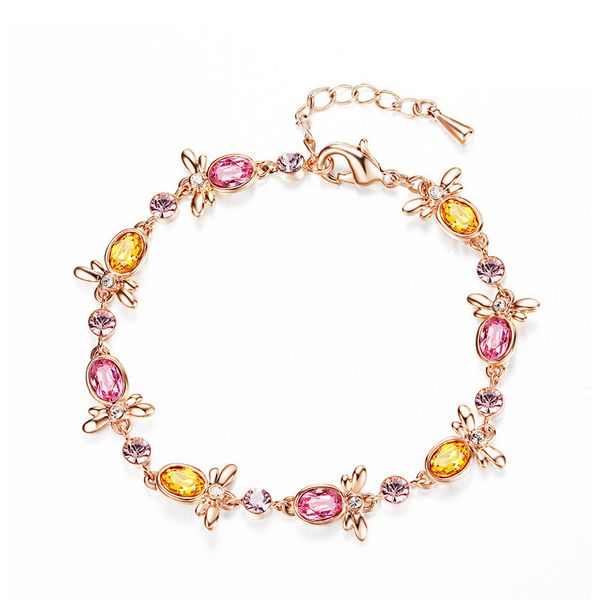 

creative fashion inlaid rhinestone zircon candy adjustable bracelet female temperament wild travel student bracelet, Golden;silver