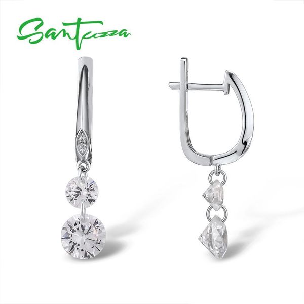 

santuzza silver earrings for women pure 925 sterling silver sparkling white cubic zirconia drop earrings elegant fine jewelry 200923