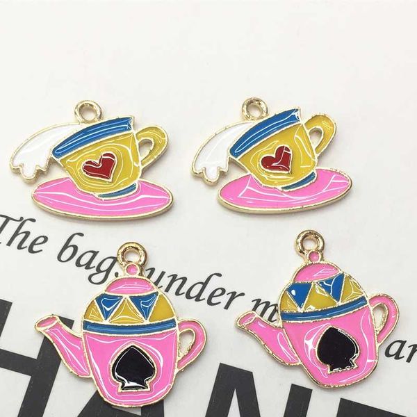 

mrhuang 10pcs/lot cup teapot enamel charms alloy pendant fit necklaces bracelets diy jewelry accessories, Bronze;silver