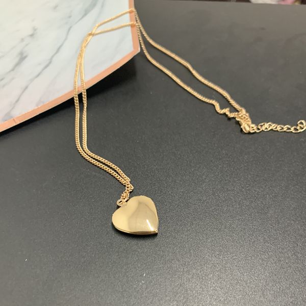 

gold color heart shape pendant long necklace open love simple glossy single thin chain metal necklace female jewelry party gifts, Silver