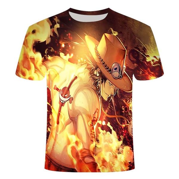 

anime summer one piece fun print 1d male and 3d print shirts graphic aesthetic humor men clothing