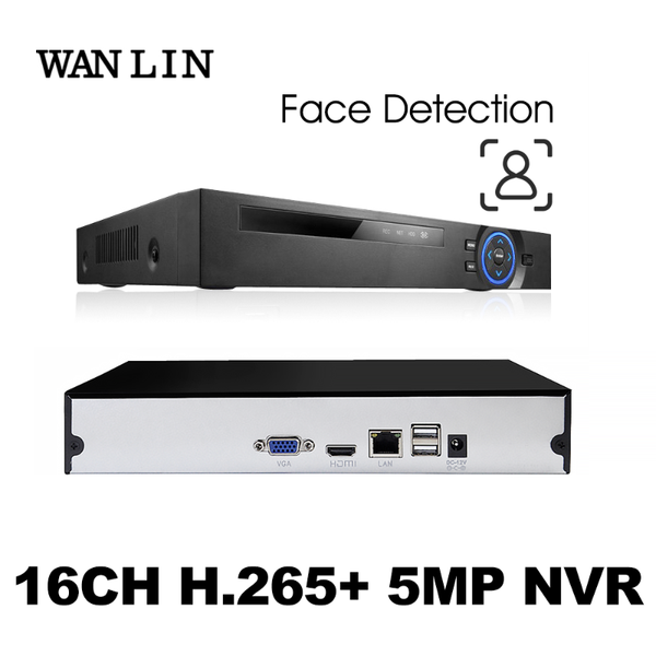 

wanlin h.265 hevc 9ch 16ch face detection nvr for 5mp/4mp/3mp/2mp onvif2.0 ip camera network video recorder p2p for cctv system, Black;white