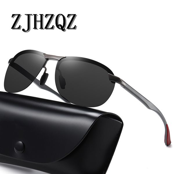 

aluminum magnesium men's polarized pchromic sunglasses sport frameless rimless transition lens night vision sunglasses, White;black