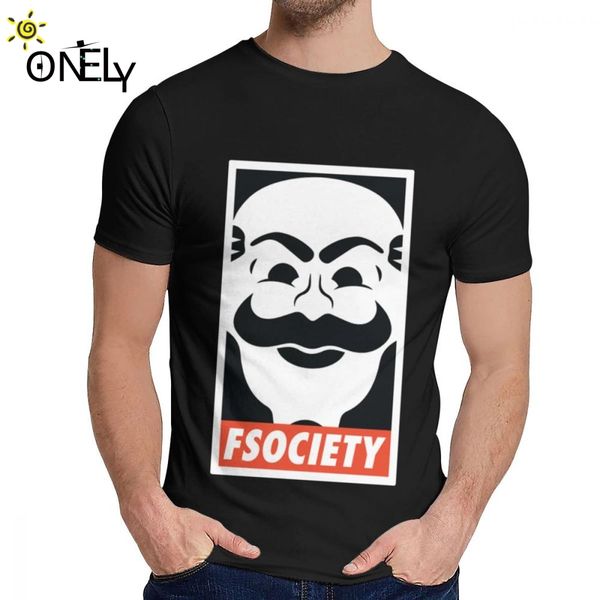 

man's o-neck mr robot fsociety t shirt 2019 new for man pure cotton homme tee shirt big size