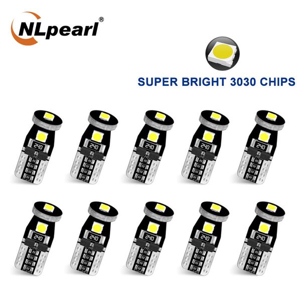 

nlpearl 10x signal lamp t10 led canbus w5w led bulbs 3030smd 168 194 car interior lights reading license plate light white blue