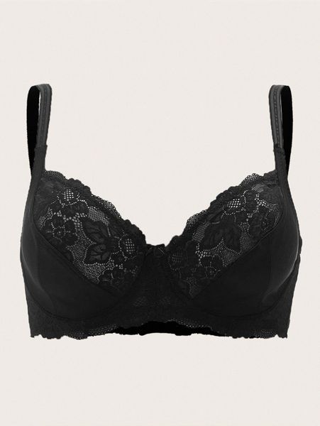 

plus lace underwire bra 706a#, Black;white