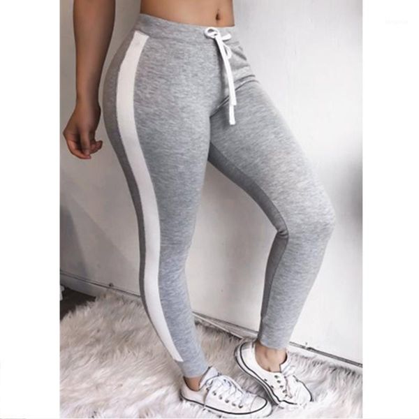 

high waist joggers leggings women's pants lace up side striped womens sweatpants 2020 spring summer fitness trousers for woman1, Black;white