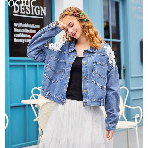 

fashion 3d flower embroidery tassel loose appliques denim short jacket women button pocket jean bomber jacket autumn coat1, Black;brown