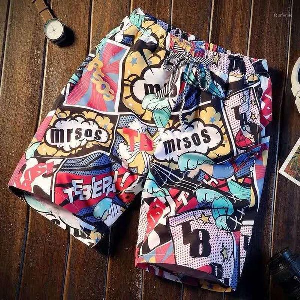 

men's shorts 2021 summer beach pants boys men loose casual five-point quick-drying printed for 4xl1, White;black