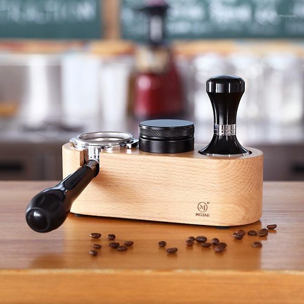 

reusable barista wood coffee tamper holder espresso stand base maker accessories coffee sets 58/51/53mm1