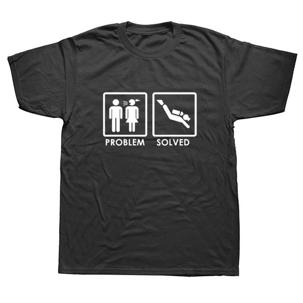 

funny problem solved t shirt men short sleeve scuba diver t-shirts diving swimmer man tshirt sport hooded sweatshirt hoodie