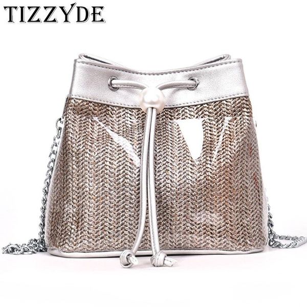 

sac transparent femme small fresh beach bags 2020 new summer straw pearl handbag chain small bag bucket diagonal package lhj357