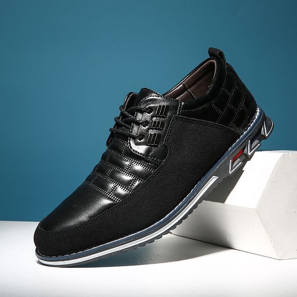 

men's crocodile dress leather shoes lace-up wedding party shoes mens business office oxfords flats men fashion plus size 38-48, Black