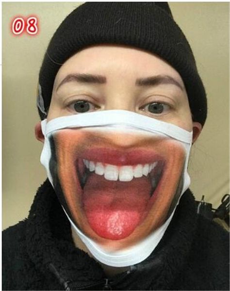 

reusable 3d printing cartoon face masks mouth mask funny dustproof mask ultraviolet-proof washable running riding face mask
