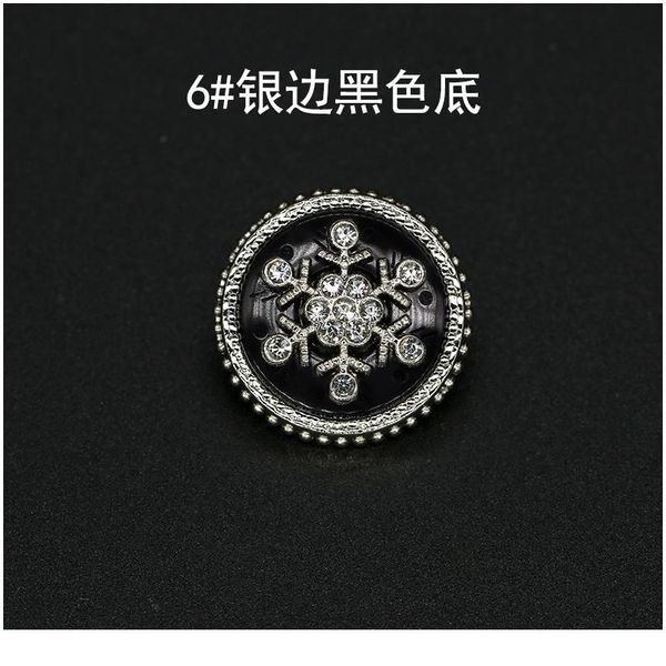

6pcs 16mm 21mm vintage craft decorative buttons for women clothing rhinestones resin metal button coat sewing cover ne bbygnu, Blike;white