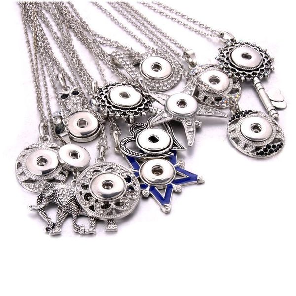 

snap jewelry crystal rose gold flower snap button necklace for women fit 18mm 20mm snap button jewelry snaps n bbykrx, Silver