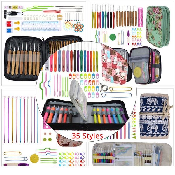 

premium crochet hooks set with case 35 styles knitting needles set diy needle arts craft scissors stitch markers sewi wmtuof