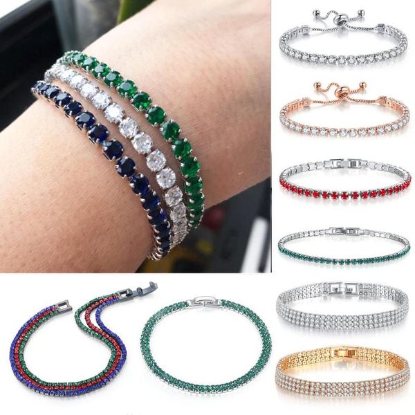 

32 styles bracelet & bangle for women luxury trendy 5 kinds&11 colors cubic zirconia tennis bracelet fashion jewelry gift h095-m, Black