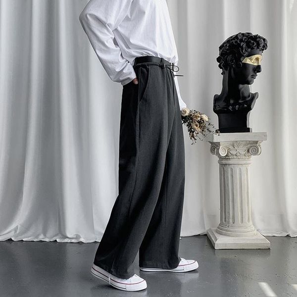 

men's suits & blazers 2021 autumn and winter youth solid color japanese drape trousers fashion casual wide-leg straight-leg pants, White;black