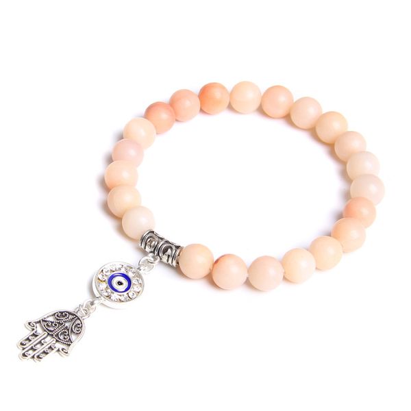 

8 mm polished pink aventurines beads bracelet for women fatima charm bangle blue evil men fashion bracelets homme jewelry, Black