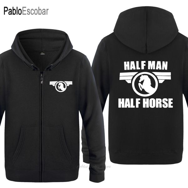 

half man half horse slogan funny novelty swea men mens zipper hooded fleece s cardigans hoodie designers t shirts sweatshirt