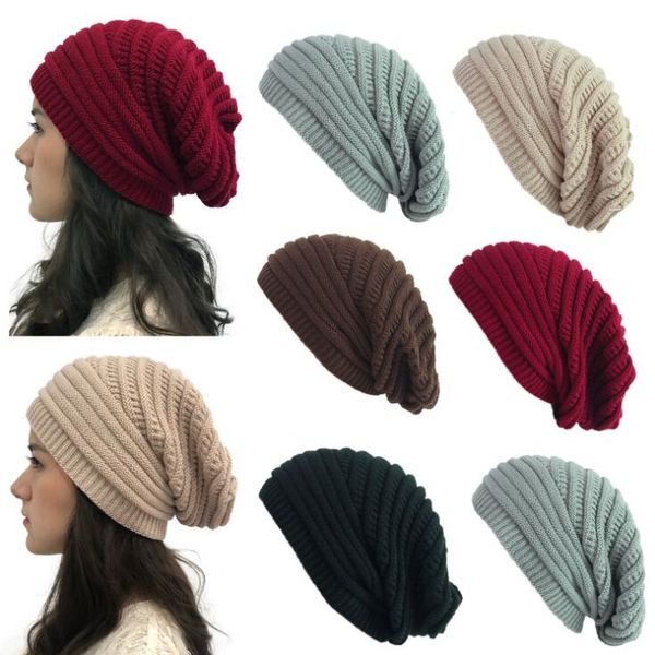 

winter women knitted warm slouch beanie for adults trendy warm chunky soft stretch cable wool cap knit beanie stingy brim hat gwf2304, Blue;gray
