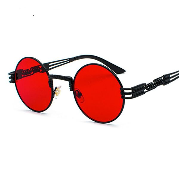 

trend black round sunglasses women hip hop sun glasses punk men steampunk eyewear luxury rock accessories, White;black
