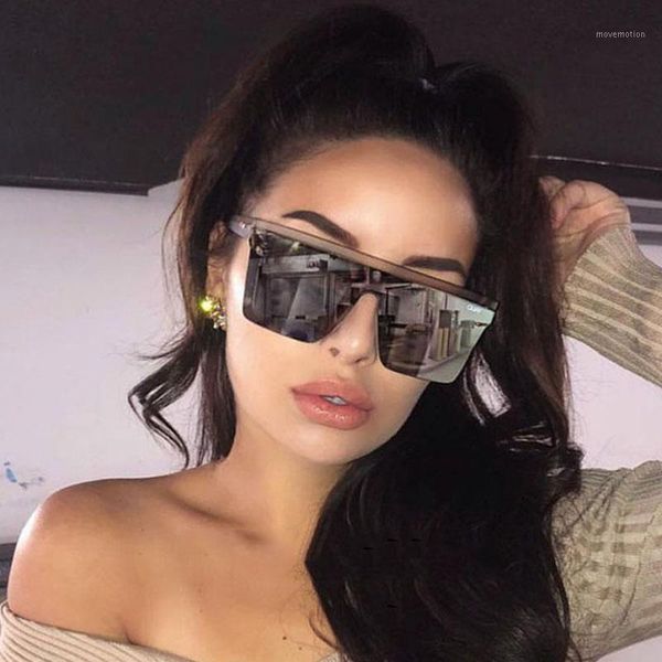 

2020 new oversized sunglasses women big frame square flat rivet sun glasses female men vintage mirror shades gradient uv4001, White;black