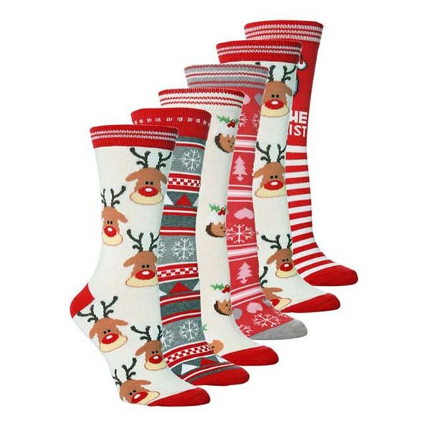 

santa socks casual cartoon funny elk santa winter thickness warm snowflakes bells christmas tree pattern children socks, Black