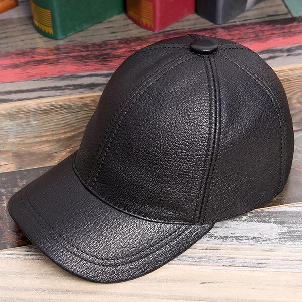 

beanies baseball 100% genuine leather cap men women sun hat deer grain sheepskin 3 color adjustable