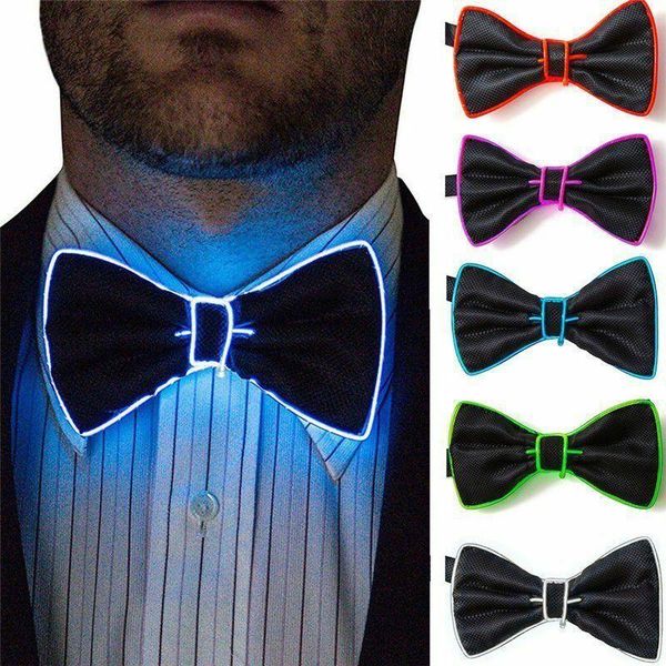 

fashion noverty men led copper wire necktie luminous bow tie flashing light up bow tie for club party, Black;gray