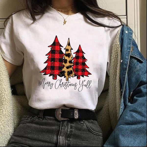 

women trees leopard plaid holiday new year christmas tees graphic female ladies womens lady t shirt t shirt t shirts, White