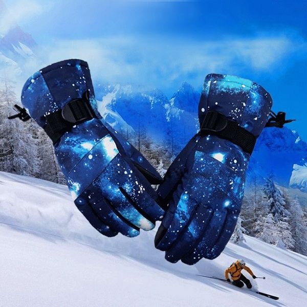 

winter skiing for kids boys girls snowmobile warm gloves thermal snow mittens cycling riding sports full finger 2021, Blue;gray