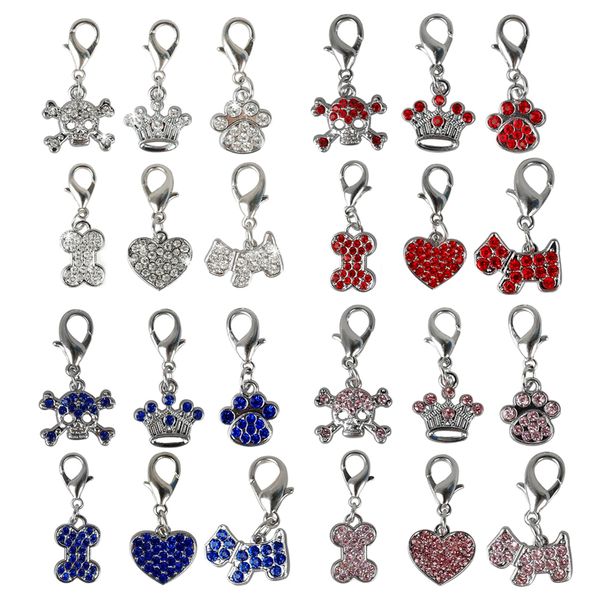 

24 unids / batch rhinestone cat and accessories crystal charm necklace pendant dog pet store