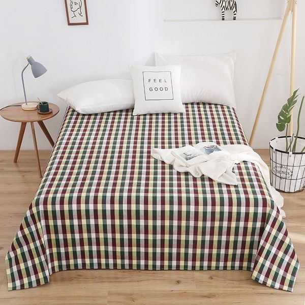 

1pcs cotton plaid bed sheets flat single double various plant patterns bedspread print flat bed sheet cover no case