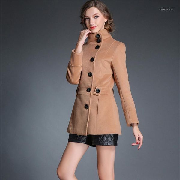 

women spring wool long coat 2019 vintage elegant clothes fashion korean camel coat oversize1, Black