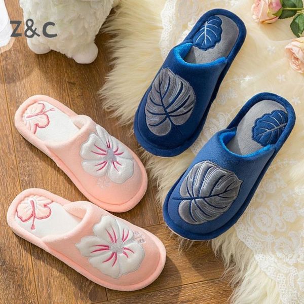 

slippers cotton women men winter home indoor couples anti-slip thick-soled plush shoes warm cute cat fur shoe for girls 2021, Black
