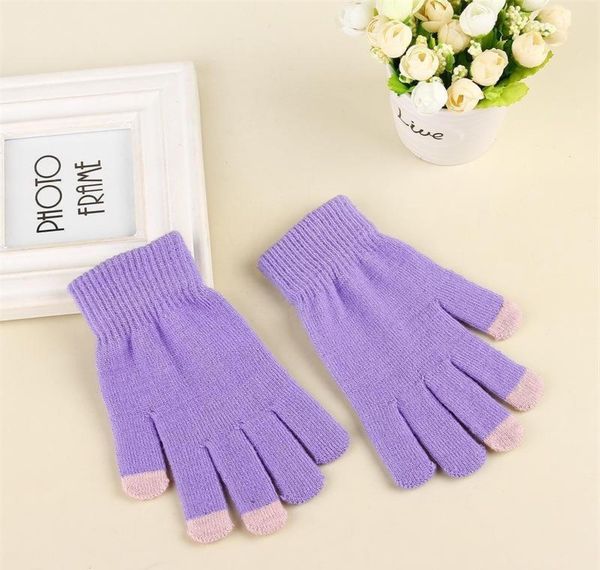 

women's winter touchscreen glove thermal magic gloves touch screen magic gloves warm knitted full finger mittens jlluem yyysports, Black
