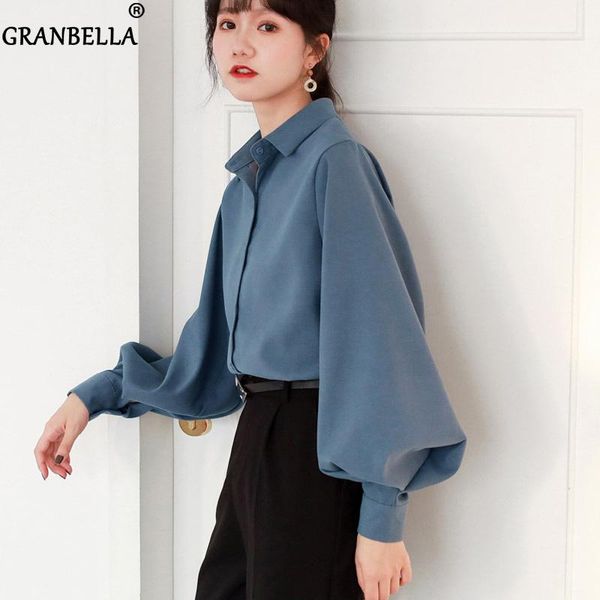 

essential loose academic women's shirt turndown collar comfortable women blouses single-breasted stylish chic clothes for women, White