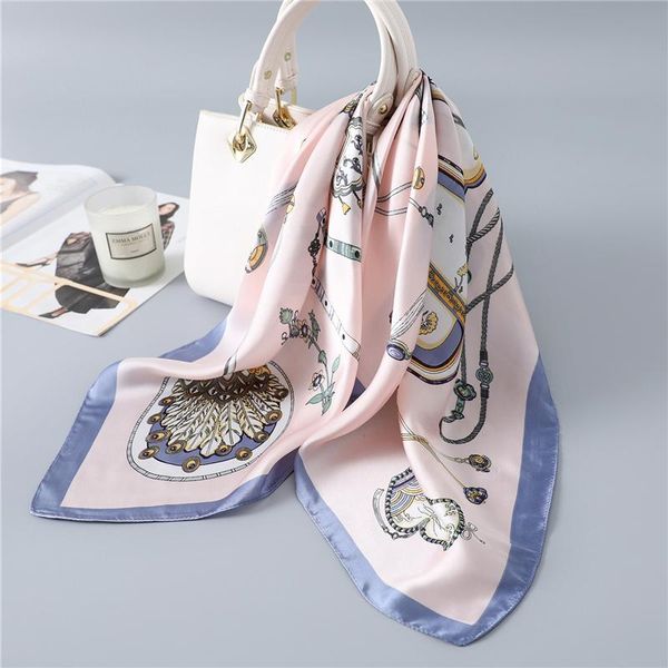 

fashion scarf lady hair silk scarf square shawls and wrap for women bandana fashion design foulard female headkerchief summer, Blue;gray