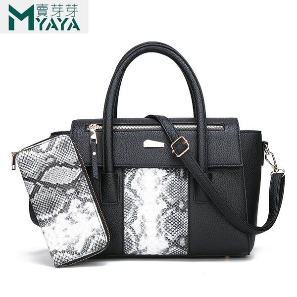 

maiyaya new 2020 serpentine large capacity handbags for women pu leather tote bag ladies designer patchwork shoulder bags bolso