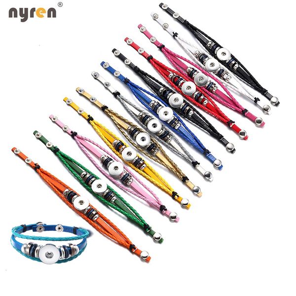 

factorydbninoosa design snap button wholesale fashion charms leather bracelets fit 18mm diy snaps buttons jew