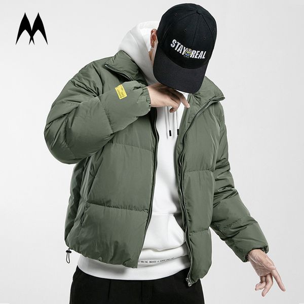 

winter men parkas coats streetwear quality men's stand collar warm thick jacket male fashion solid color parka coat kg-195, Black