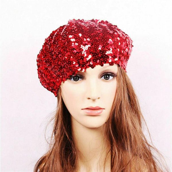 

women girls ladies solid fashion hat sequined glisten berets solid casual fashion cap 2020 new, Blue;gray