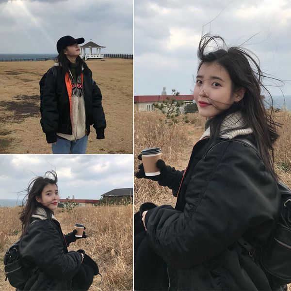 

li zhien's baseball uniform thickened oversize pilot female autumn winter cotton padded jacket, Black