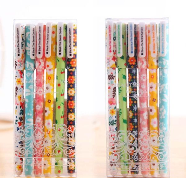 

6 pcs/set cute pens ballpoint pens black color gel pen set cartoon kiy office accessories school sup sqcapk bdenet, Blue;orange