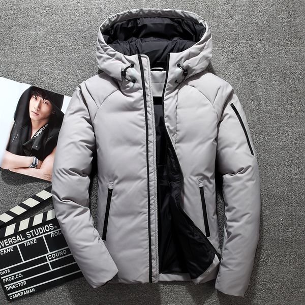 

2020 new men's white duck thick down jackets winter warm hooded snow parkas male brand clothing outerwear winter coat men, Black