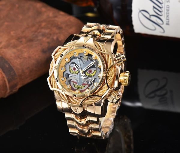 

new invicta large dial steel band quartz men's watch, Slivery;brown